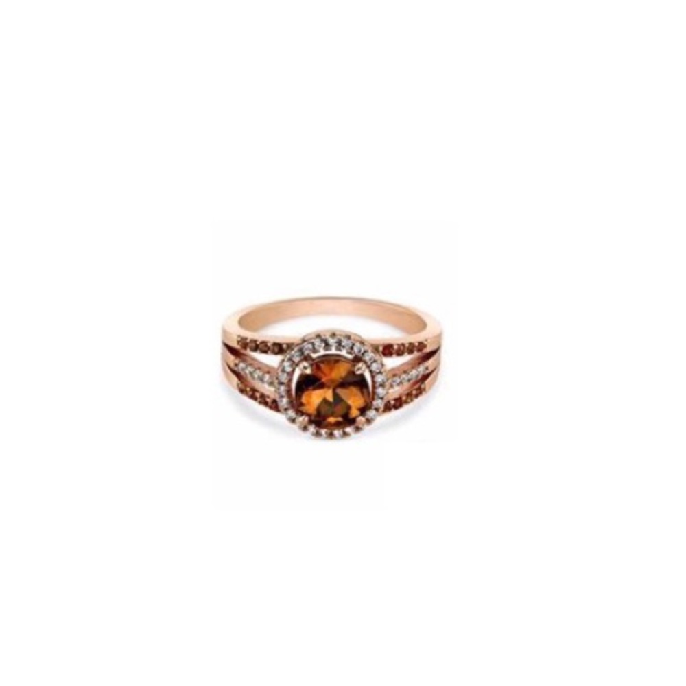 Rose Gold Fragrant Jewels Statement Halo Round Multi Split Band Ring